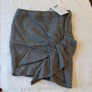 NWT IRO Grey Wool Asymmetric Ruffle Mini Skirt